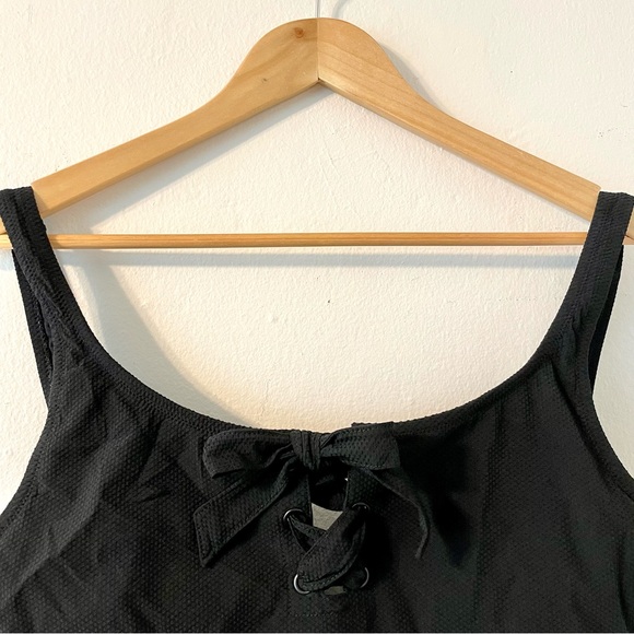 J Crew Swimsuit Piqué Lace-up, Black Sz 8 - Picture 5 of 14